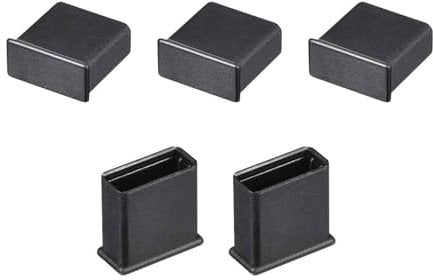 TOP-VIGOR 5Pcs USB Cap Port Cover Anti Dust, 13mmx5mm USB Plug Stopper Port Protector Lids, Black USB Cover Cap Laptop Port Protector
