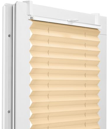 Fenster DEKOR - Plissee Klemmfix ohne Bohren Breite 80 cm x Höhe 120 cm - Fenster Plissees innen Pfirsich - Faltrollo Blickdicht - Faltrollos einfach zu montieren - Blissett Rollo