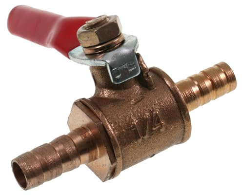 2EXTREME 1/4 Zoll Messing Kugelhahn, Benzinhahn, Kraftstoffhahn 6mm Universal, Ideal für Roller, Motorrad, Moped, Vespa, Quad - Für Benzin, Diesel, Luftschläuche - Einfache On/Off Steuerung