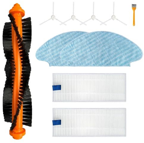 Accessoires de Rechange pour aspirateur Rowenta Explorer 20/40 Series RG687/ RR682/RR688/isweep x3 Roboter-Staubsauger-Ersatzteile, 1 Walzenbürste, 2 Filter, 2 Wischtücher, 4 Seitenbürste, 1