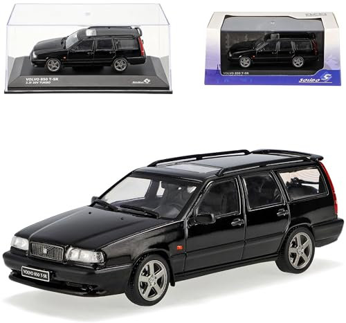 Generisch Volvo 850 T-5R 2.3l 20V Turbo Break Kombi Schwarz 1991-1996 1/43 Solido Modell Auto mit individiuellem Wunschkennzeichen