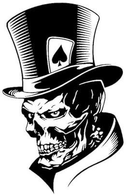 Skull Skelett Sticker Poker Joker Ass Pik Totenkopf Schädel Aufkleber Auto Tuning (Schwarz)