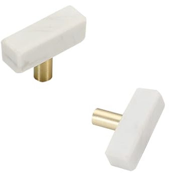 SZLXJMFL Schubladengriffe Weiß, 2 Stück Küche Griffe Modern, Marmor+Aluminiumlegierung | Handpoliert, Gesamtlänge: 45-162 mm Bügelgriff, Möbel Griffe Mit Befestigungsschrauben-45mm/1.8in