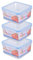 HOMESHOPA Plastic Airtight Food Storage Container, 3 Pack 2 Litre Square Leakproof Stackable Container with Clip-Lock Lid, BPA Free Reusable Meal Prep Lunch Box, Microwave Freezer & Dishwasher Safe