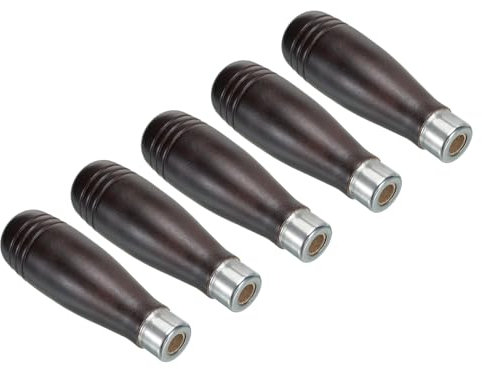 PATIKIL Manico per Lima in Legno da 4,3 Pollici, 5Pz Accessori di Ricambio per Lima con di ametro di 0,39 Pollici, Marrone Scuro