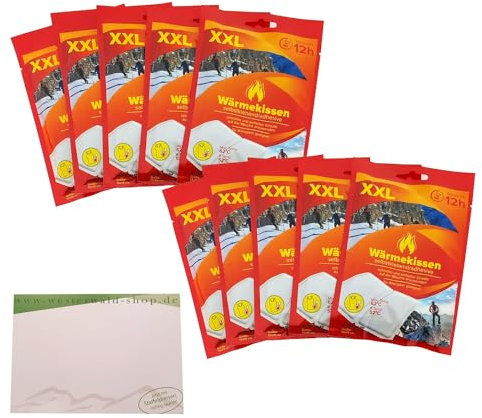 10 Stück XXL 12 Stunden Wärmekissen 13x19cm + varivendo Notizblock (XXL Wärmekissen)