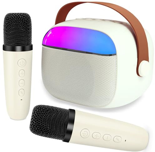 Karaoke Machine for Kids & Adults, Girls Boys Teens Karaoke Machine with 2 Wireless Microphone, Colored Lights,Gifts for 3-6, 7, 8, 9, 10-18 Year Old Families Birthday Party Gift