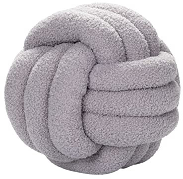 Julyue Knotenkissen, rundes Ballkissen, 28cm, Lammwolle, Knotenballkissen, Heimdekoration, handgefertigt, geknotet, Wurfkissen für Couch, Bett, Auto, Büro (Grau)