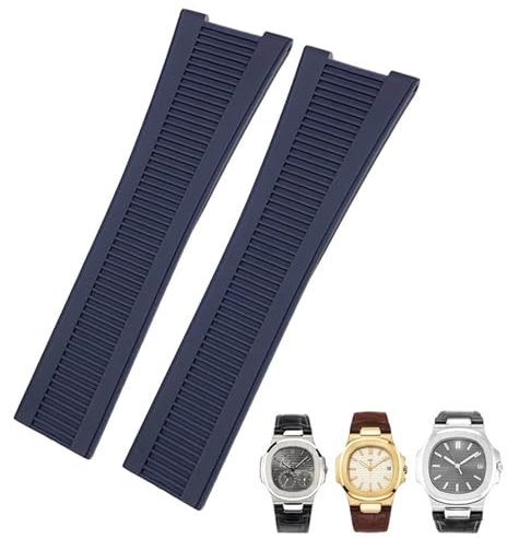 INFRI Gummi-Silikon-Uhrenarmband für Patek Philippe PP 5711 5712G Nautilus Armband, 25 mm, Schwarz Blau Braun Uhrenarmband Sportarmband Herren, 25 mm, Achat