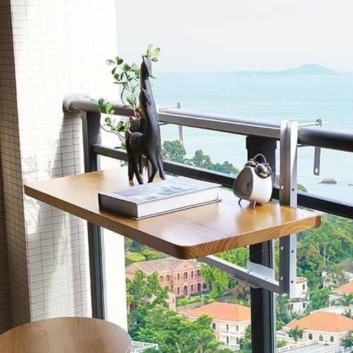 ToeWoe Balkongeländer Hängetisch Zusammenklappbare Terrassen-Bartische All Weather Floating Garden Pflanzgefäß Regal Fit Geländer Von 1,18 Bis 4,3 (Color : White, Size : 23.6 * 13.7in)