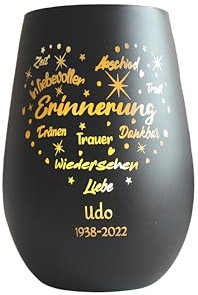 Generisch Windlichtglas Erinnerung, Windlicht Glas, personalisierbares Windlicht, Grab, Grabdeko, Trauergeschenk, Grab, Trauerkerze, Grablicht