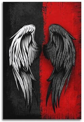 TWFSRXVWTS Poster mit Engels- und Dämonenflügeln, dekoratives Gemälde, Leinwand, Wandposter und Kunstdruck, moderne Familienschlafzimmer-Dekoration, Poster, 20 x 30 cm