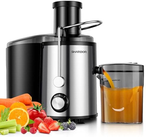 SHARDOR Juicer Machines, 800W Juicers with 3 Speed Control for Fruit and Vegetables,Higher Juice Yield Extractor Machine, Stainless Steel Centrifugal Juicers