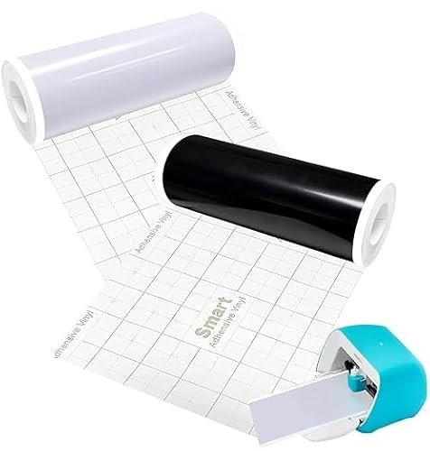 Smart Vinilo Permanente para Cricut Joy, 14 x 200 + 200 cm, negro y blanco, vinilo adhesivo inteligente, película de plóter, lámina autoadhesiva para tazas, coches, pancartas, decoración