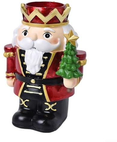 ZAMETTER Harz Nussknacker Kerzenständer Ornament Weihnachten Nussknacker Kerzenhalter Harz Nussknacker Figuren Teelichthalter Nussknacker (A)