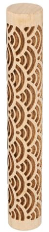 sourcing map Rouleau d'argile en bois de 10,2 cm avec motif vague d'eau, rouleaux en bois, outils de poterie, rouleaux de texture de grain de bois pour argile, pâtisserie, pâte à modeler, bricolage