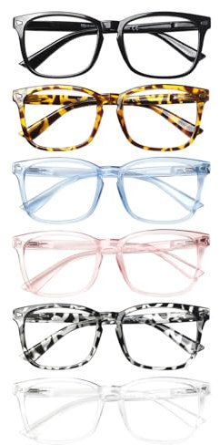 COJWIS 6 Pack Blaulichtfilter Lesebrille groß Damen Herren Computerbrille Lesebrillen Sehhilfe Brille Computer-Lesebrillen mit Sehstärke (6 Pack Farbe, 2.50, x)