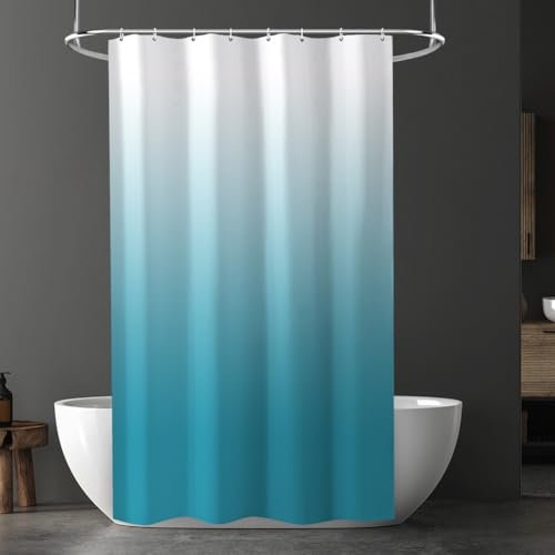 URAQT Duschvorhang, Anti-Schimmel Duschvorhang, Waschbarer, wasserdichter Duschvorhang, 120x200 cm mit 12 Duschvorhang Haken, Geeignet für Badezimmer und Badewannen(Seeblau mit Farbverlauf)