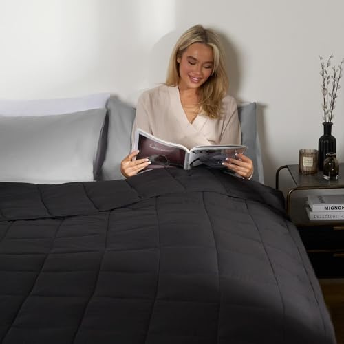 Brentfords Weighted Blanket Adult 6kg Black, Heavy Blanket Sleep Therapy Autism Stress Anxiety Relief for Adults, Single - 125 x 180cm, 6kg(13lb) - (Disclaimer Only suitable for age 3+ years)
