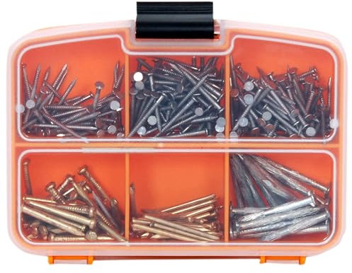 Netzerkoz 440 Stück Nagelset - Beton- und Holz-Nagelset - 3 verschiedene Beton-Nägel, 3 verschiedene Holz-Nägel in einer Box