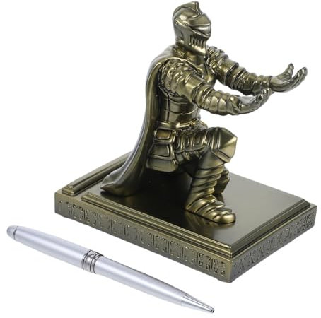 STOBOK Kleiner Ritter Aus Kunstharz Schreibtischdekoration Vintage-ritter-stifteständer Einzigartiges Home-office-accessoire