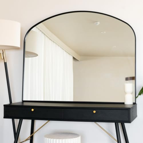 Jobu | Arched Wall Mirror with Black Metal Frame – 95cm x 120cm for Bedroom, Hallway or Living Room | Yoko