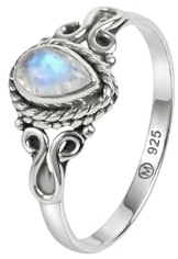 mantraroma Silberring Damen 925 Sterling Silber – tropfenförmiger Edelstein Ring, Vintage Statement Ring Schmuck, elegantes Geschenk für Frauen