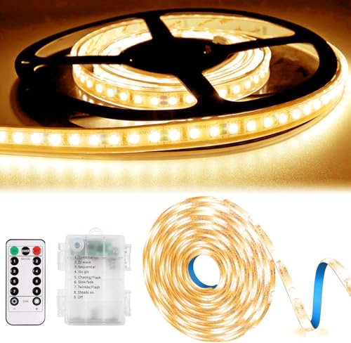 ZeiLaBang Kakadi 1M LED Strip Batteriebetrieben,LED Streifen Batterie,8 Modi Selbstklebende Lichtleisten,LED Lichtleiste Batterie mit Timer für Schränke, Treppen, Küche, Betten