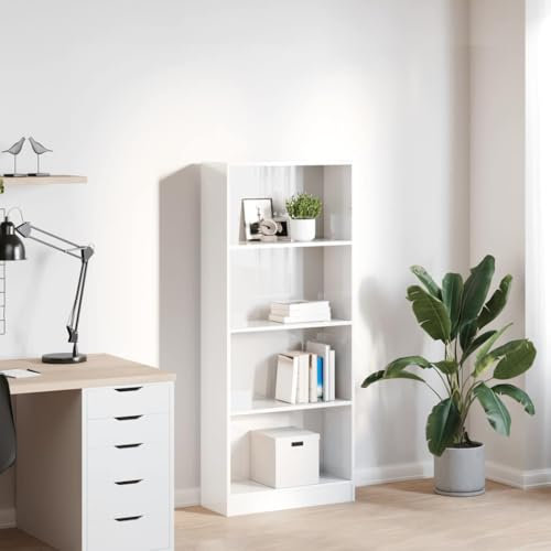 HEFZGDB Bücherregal Hochglanz-Weiß 60x24x143 cm Holzwerkstoff Allzweckschrank Bücherregal Klein Regale Vitrine für Büro Wohnbereich Arbeitszimmer Schlafzimmer