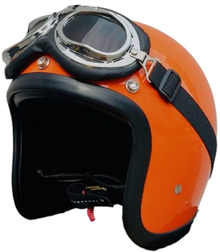 3/4 Casque Ouvert Demi-Casque De Moto Homologué ECE Casque Bols, Demi Casque De Moto avec Boucle RéGlable DéGagement Rapide, pour Scooter Racing Femmes Hommes Orange,S