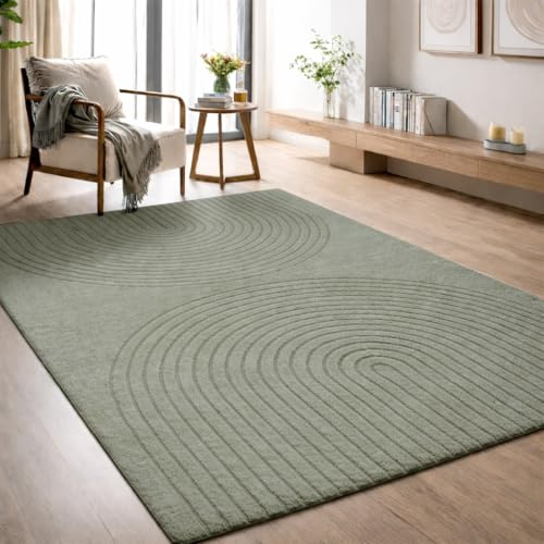 the carpet Elisa moderner Wohnzimmer Teppich, geometrisches Design, hohe Flordichte und angenehm weich, Grün, 200 x 280 cm