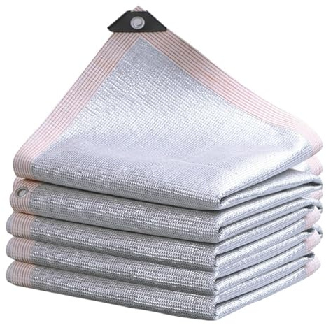 SUBLXPoten Filet D'ombrage Aluminium Filet Pare-Soleil en Aluminium à taux d'ombrage de 99% for l'été, abri Solaire réfléchissant argenté for Voiture, auvent pergola Anti-UV(6-Line White Edge,1x1m)