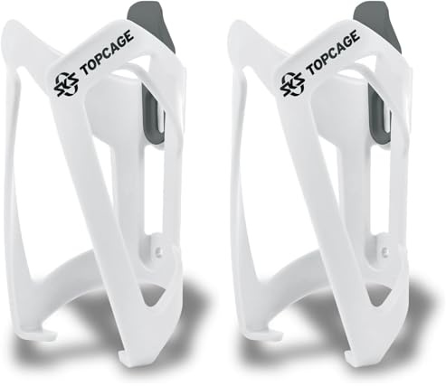 SKS GERMANY TOPCAGE Porte-bidon pour vélos (Porte-bidon pour vélos en Plastique très résistant et léger, butée réglable, Crochets d'arrêt Variables pour Un Blocage sûr), Blanc (Lot de 2)