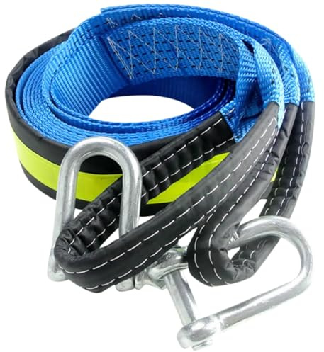HOLIDYOYO Corde de Remorquage Robuste 5 Mètres 8 Tonnes Paquet de Transport Double Couche Corde de Secours Pratique pour Voiture et 4X4 Sangle de Traction pour Remorquage et Récupération