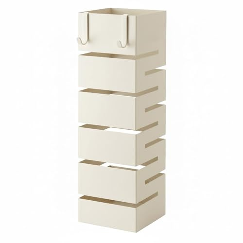 Arreditaly Portaombrelli In Acciaio Zincato Per Interno Esterno Con Vaschetta Scolapioggia 2 Ganci Removibili Base Antiscivolo e Struttura Robusta Design Moderno 49 x 15,5 x 15.5 Cm (Bianco)