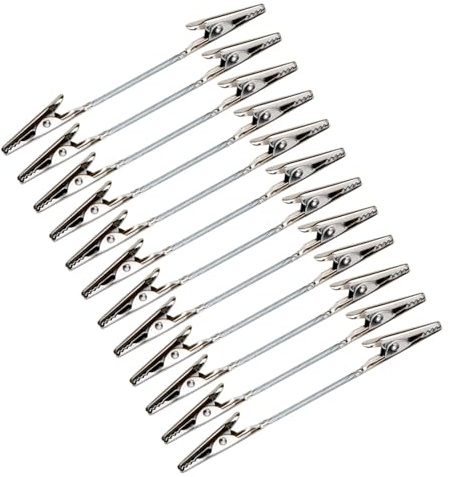 Beavorty Doppelseitige Krokodilklemmen 12 Stück Starke Klemmfunktion aus Legierung Silber Kreative Memo Clips für Büro und Selbstgemacht für Karten und Notizen