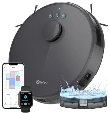 LEFANT Staubsauger Roboter, Saugroboter mit No-Go-Zonen 5500Pa Saugleistung 200min Laufzeit, Mehrstufiges Mapping, Saug und Wischroboter für Tierhaare, Teppiche und Hartböden
