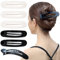 RC ROCHE 6 Stück Libellenspange Flach Haarspange Haarklammer für Damen Ovale Starker Halt Mädchen Clip, Medium Schwarz und Weiß