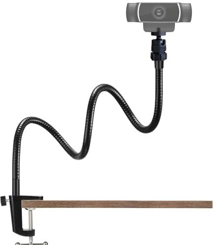 Tencro Adjustable 27 Gooseneck Desktop Webcam Stand Holder Camera Desk Clamp Mount for Logitech Webcam C925e C922x C922 C930e C930 C920 C615 and More (1/4 Threaded)