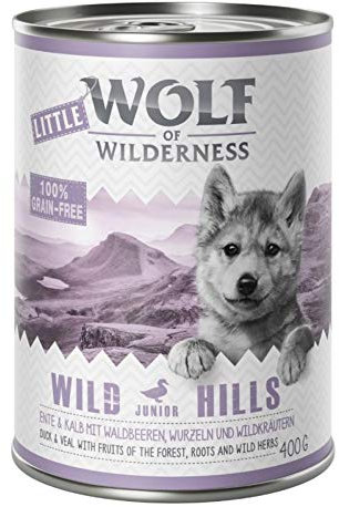 Little Wolf of Wilderness, Wild Hills Junior, Ente und Kalbfleisch, Sparpaket 24 x 400 g