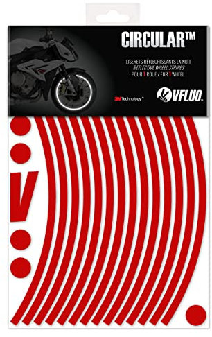 VFLUO - Kit Reflektierende Felgenrandaufkleber Motorrad, Aufkleber für 1 Rad 3M™-Technologie™, 360°-Kreis - Hohe Sichtbarkeit von der Seite – Diskret und Design – Einfache Installation