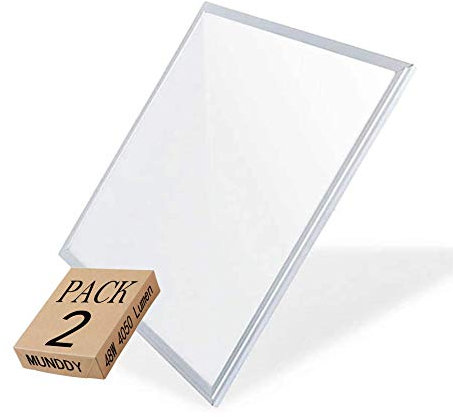 MUNDDY® - Pack de 2 Panel LED 60 x 60 cm, 48W, Blanco Neutro 4000K,4500 lumenes Reales 595 x 595 x 33 mm,Driver Incluido, Empotrable para Techo Modular, Envio Urgente desde Madrid