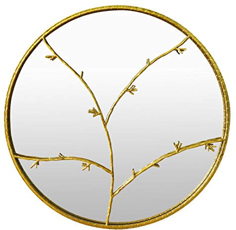 Elegance by Casa Chic - Akzent-Wandspiegel - 80 x 80 cm - Rundspiegel mit Metallzweigen - Blattgold-Effekt