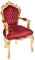 arterameeferro Barocksessel Luxury aus Holz mit Blattgold und rotem Stoff