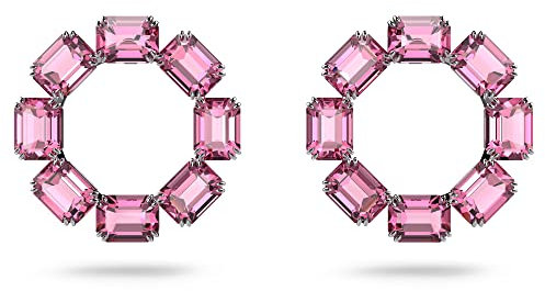 Swarovski Millenia Kreolen, Rhodinierte Ohrringe mit Strahlenden Rosé Swarovski Kristallen