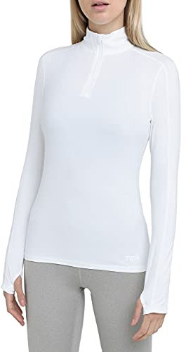 TCA Damen Fusion Quickdry Leichtes Laufshirt mit Reißverschlusstasche - Weiss, M