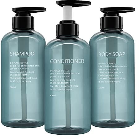 3 dispensadores de Agua con Bomba de champú de 500 ml, Botellas de jabón de plástico vacío con Bomba para baño, Cocina o Hotel, dispensadores de Agua líquidos para loción, Gel de Ducha y Lavado