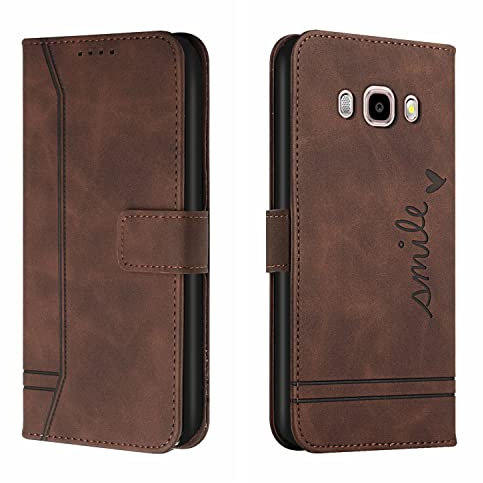 QIWEIQING Kompatibel mit Handyhülle für Samsung Galaxy J5 2016 Handy Hülle, Samsung Galaxy J5 2016 Hülle Leder Handytasche für Samsung J5 2016 / J510 Klapphülle Tasche, Brown HX