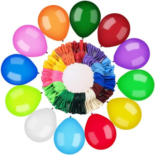 Luftballons Bunt, 120 Stück Bunte Ballons, 12 Farben Premium Latex für Luft & Helium, Farbige Partyballon für Geburtstag Hochzeit Garten Party Valentinstag Babyparty Graduierung Party Deko