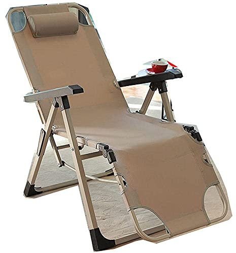 WANWEN Klappsessel, Büro-Freizeitstuhl im Freien, bequemer Relaxsessel Klappsessel Relaxsessel Nickerchensessel 150 kg Lager-Khaki Little Surprise